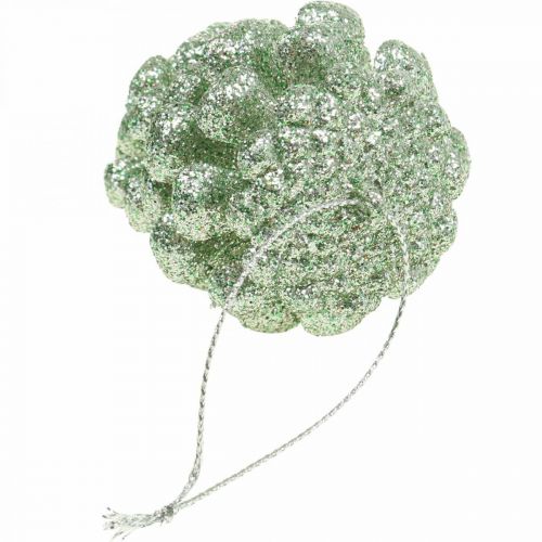 Floristik21 Christbaumschmuck Deko Zapfen Glitter Mint H7cm 6St