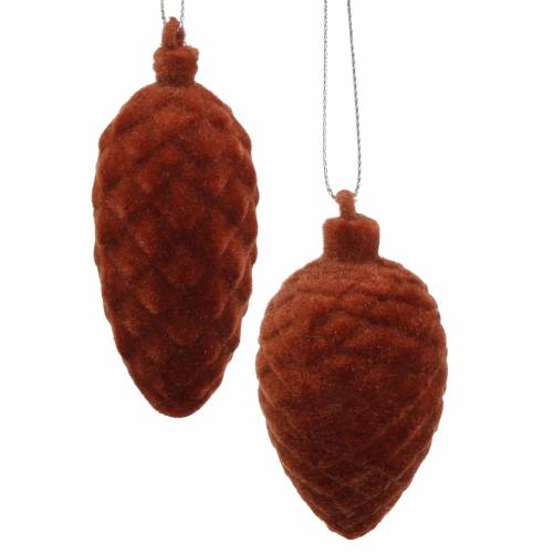 Deko-Zapfen beflockt Rooibos 9,5cm/8cm 12St