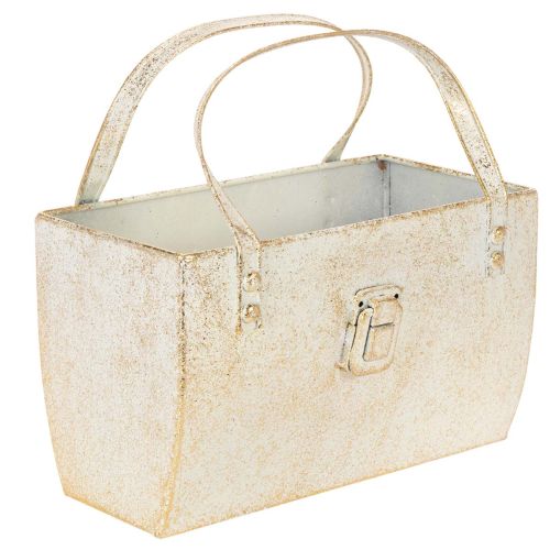 Rechteckiges Dekogefäß Metalltasche 26 cm Gold Innenbereich