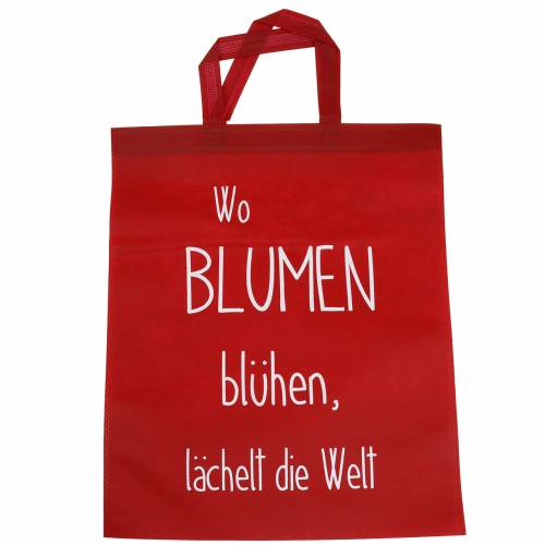 Floristik21 Tragetasche Rot "Wo Blumen blühen..." 38cm x 46cm 24St