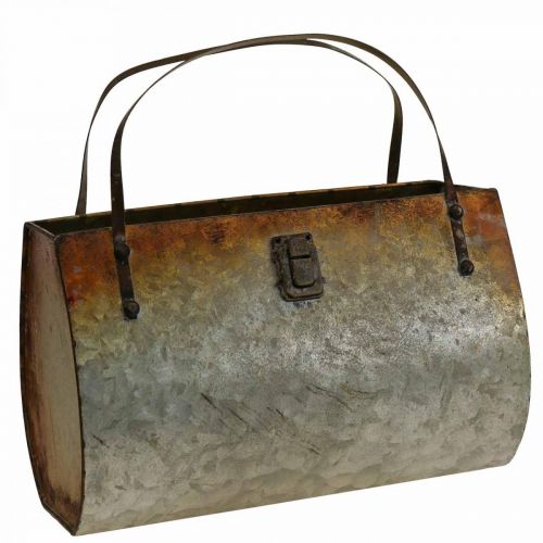 Floristik21 Pflanzgefäß Metall Tasche zum Bepflanzen 26×12,5×27cm