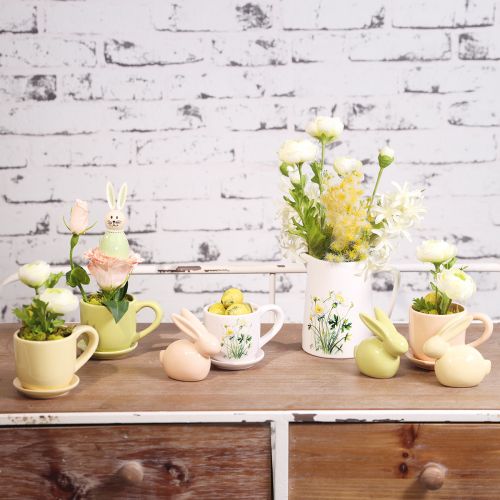 Artikel Kaffeetassen Set aus Keramik mit Untersetzer 3-teilig 11 cm in Gelb Grün Orange