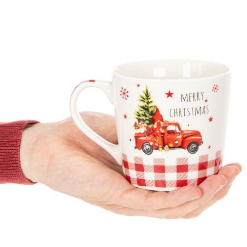 Keramiktassen Weiß Rot mit Auto- und Baum-Motiv 10cm 2-teilig | Floristik21.de