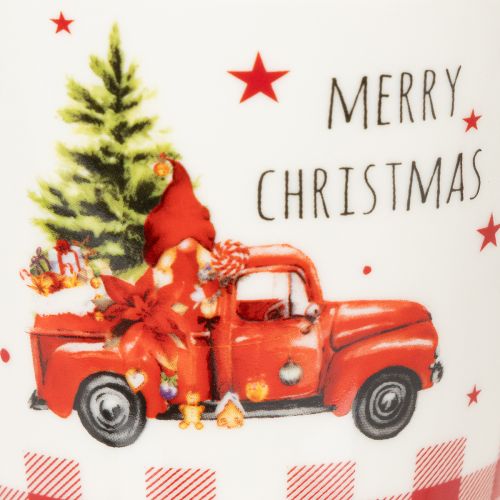 Keramiktassen Weiß Rot mit Auto- und Baum-Motiv 10cm 2-teilig | Floristik21.de