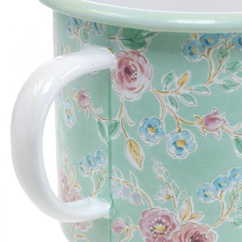 Floristik21 Übertopf Pflanztasse Emaille Tasse Retro Deko Grün Ø9,5cm H10cm