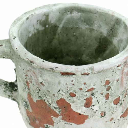 Pflanztopf Übertopf Tasse Vintage Grau, Natur Ton Ø8,5cm H8cm 4St