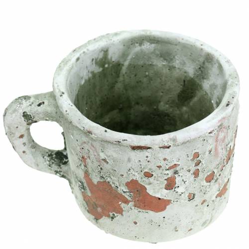 Pflanztopf Übertopf Tasse Vintage Grau, Natur Ton Ø8,5cm H8cm 4St