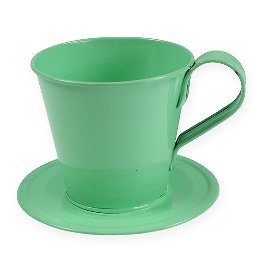 Floristik21 Deko-Tasse mit Teller Pastellgrün Ø9cm H8cm