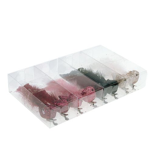 Taube am Clip farbig sort. 15cm 8St