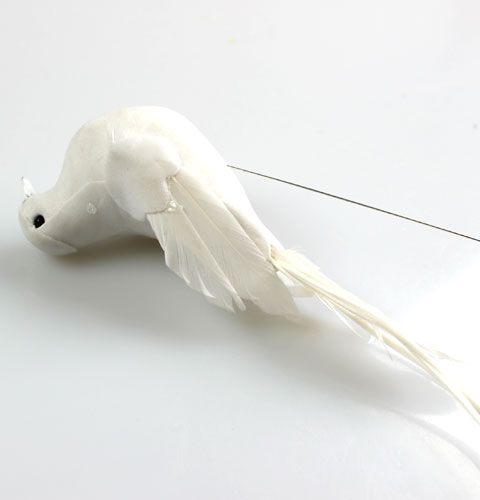 Floristik21 Deko-Tauben am Draht Weiß 16cm 4St