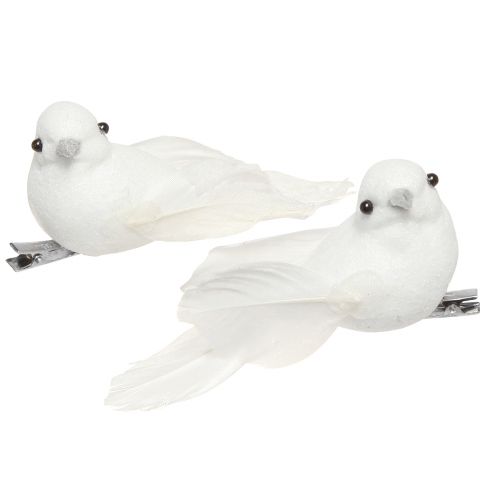 Floristik21 Taubenpaar mit Clip Hochzeitsdeko Deko Tauben 10cm 2 St