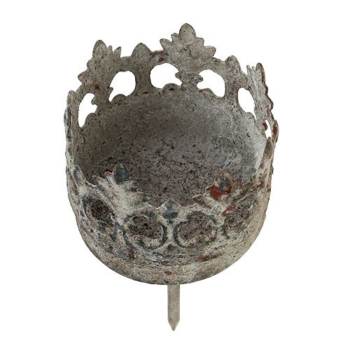 Floristik21 Teelichthalter Ø4cm H9,5cm zum Stecken Grau 4 St