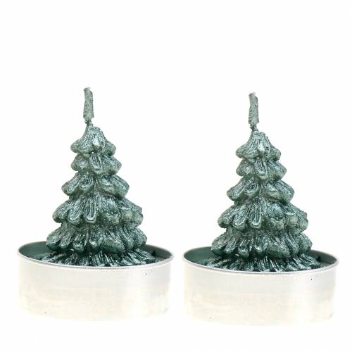 Teelicht Tannenbaum Grün Ø4cm 6St Teelicht Tannenbaum Grün Ø4cm 6St