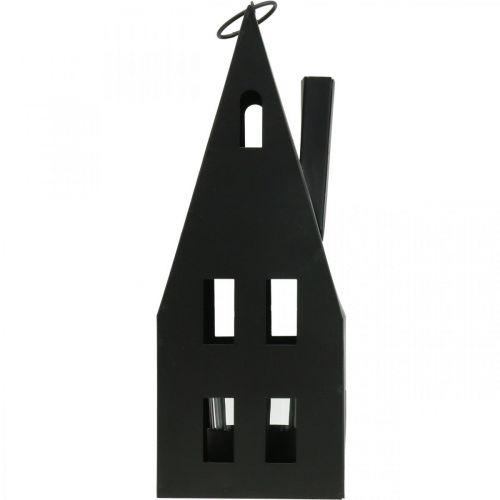 Floristik21 Teelicht Häuschen, Lichthaus Metall Schwarz Ø4,4cm H24cm