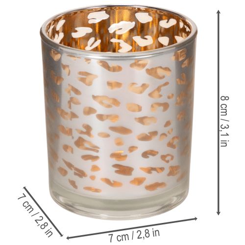 Windlicht Glas zweifarbig Leopardenmuster 8 cm | Floristik21.de