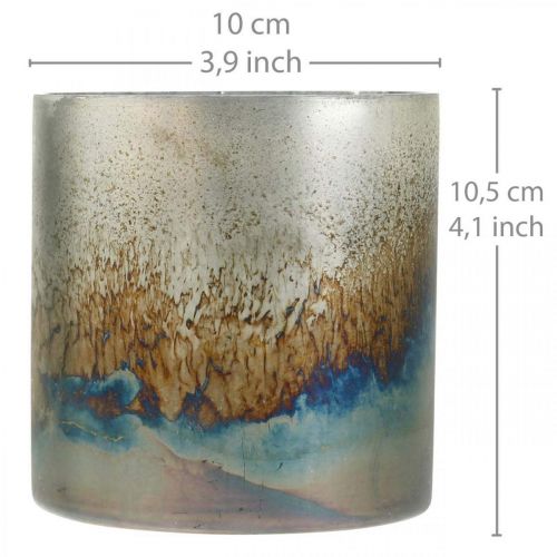 Teelichtglas, Kerzenhalter, Glas-Windlicht Antik-Look Ø10cm H10,5cm 2St
