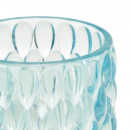 Artikel Teelichtglas Hellblau getönt Glas Windlicht Ø9,5cm H9cm 2St