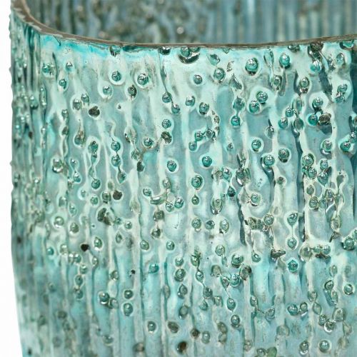Teelichtglas Blau Windlicht Glas Tischdeko 12cm