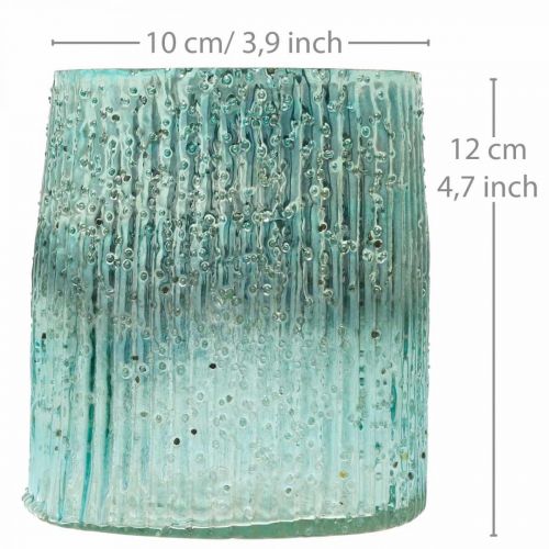 Teelichtglas Blau Windlicht Glas Tischdeko 12cm