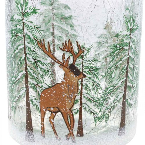 Teelichthalter Glas Weihnachten Crackle Teelichtglas H13cm
