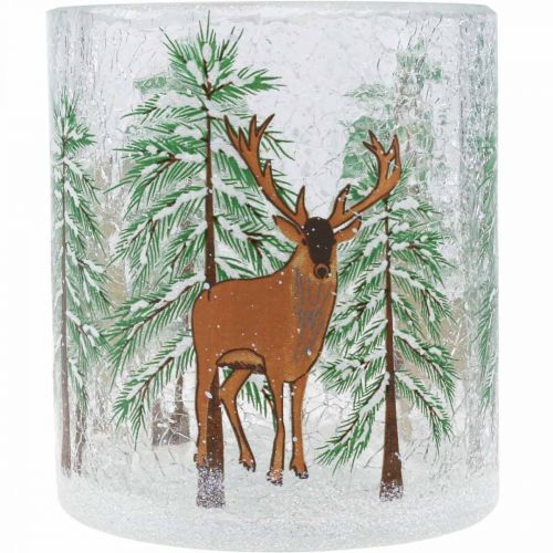 Artikel Teelichthalter Glas Weihnachten Crackle Teelichtglas H10cm