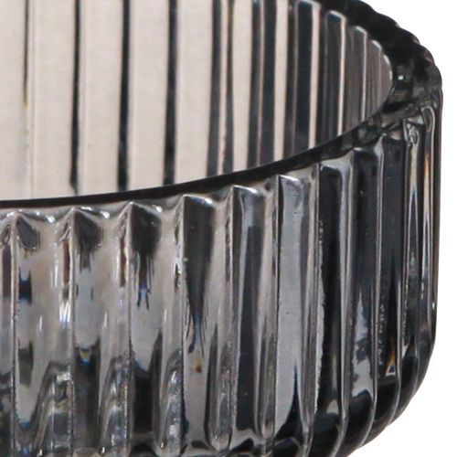 Artikel Teelichthalter Glas geriffelt, Grauton, Ø9cm H7cm, vielseitig einsetzbar, 4er-Set