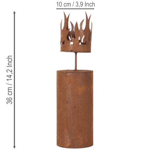 Teelichthalter Kerzenform Rostdeko Edelrost Metall H36cm | Floristik21.de