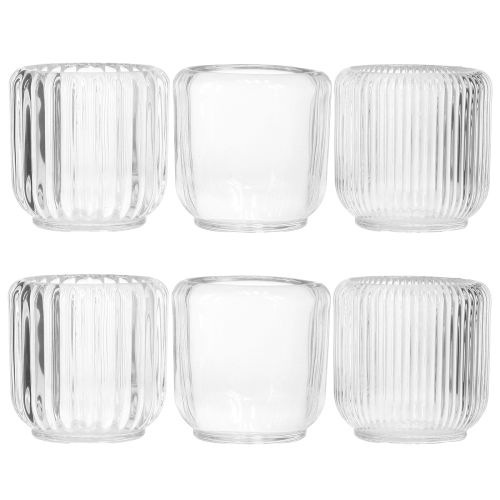 Artikel Teelichthalter Glas Ø8cm H8cm 6er Set Kerzenhalter Klar Vintage