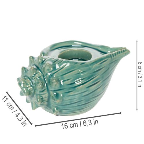 Artikel Keramik Teelichthalter Schneckenform 16cm Wohnzimmer Badezimmer Türkis