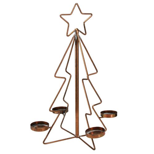 Floristik21 Stimmungsvoller Teelichthalter "Weihnachtszauber" Bronze Tannenbaum für Festtafel Ø27cm H38cm
