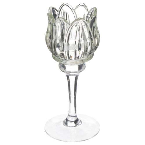 Teelichthalter Glas 17cm in Blumenform - Elegantes Deko-Highlight für eine stilvolle Atmosphäre