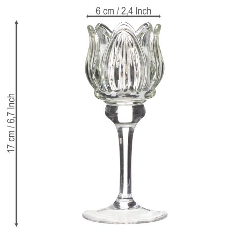 Artikel Teelichthalter Glas 17cm in Blumenform - Elegantes Deko-Highlight für eine stilvolle Atmosphäre