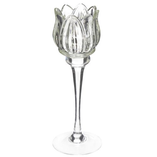 Eleganter Glas-Kerzenhalter in Blumenform, 22 cm für stilvolle Tischdekoration