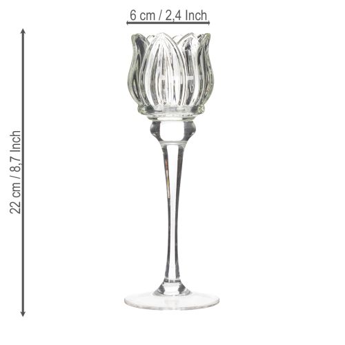 Artikel Eleganter Glas-Kerzenhalter in Blumenform, 22 cm für stilvolle Tischdekoration
