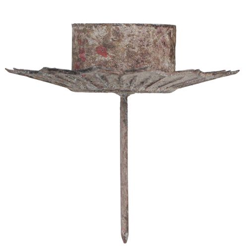 Floristik21 Teelichthalter zum Stecken, Grau Antik-Look Ø9cm H8,5cm, 4er-Set