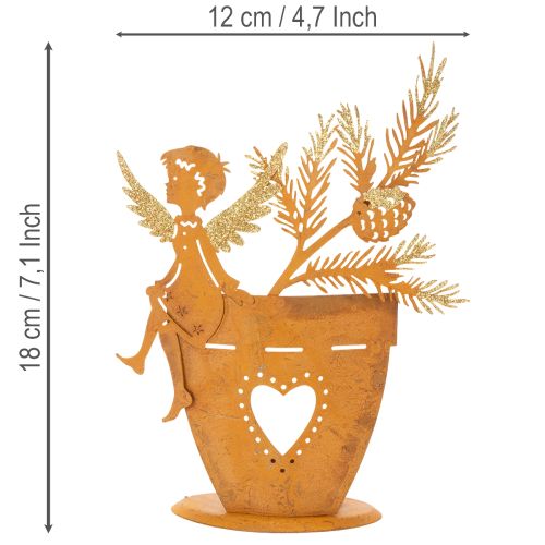 Teelichthalter Weihnachten Engel Deko Rost Deko Ø8cm H18cm | Floristik21.de