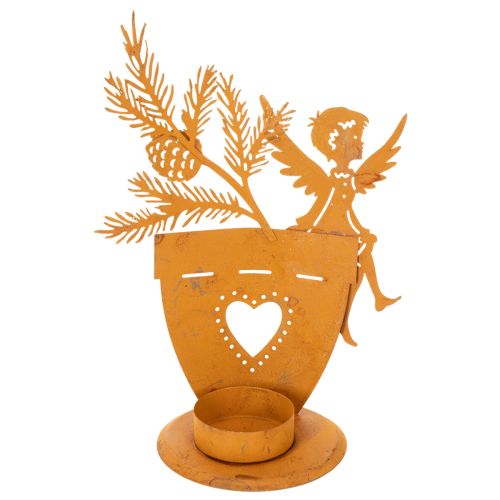 Teelichthalter Weihnachten Engel Deko Rost Deko Ø8cm H18cm | Floristik21.de
