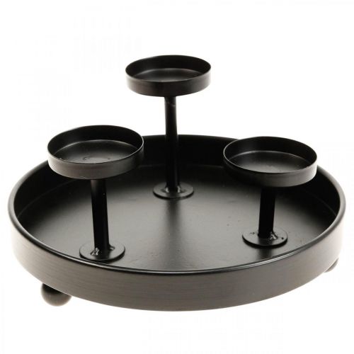 Floristik21 Teelichthalter Windlicht Glas Metall Schwarz Ø19cm H18cm