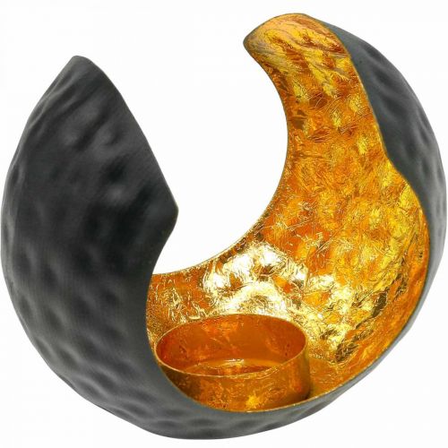 Teelichthalter Schwarz Gold Tischdeko Metall 12×9×10cm