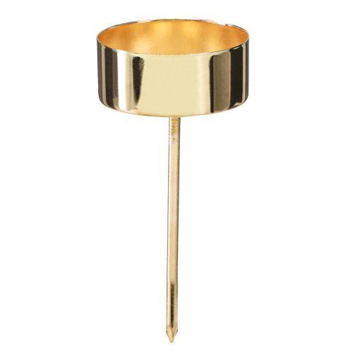 Floristik21 Goldene Metall Teelichthalter zum Stecken, 9cm, 8er-Pack – Stimmungsvolles Kerzenlicht für Events & Deko