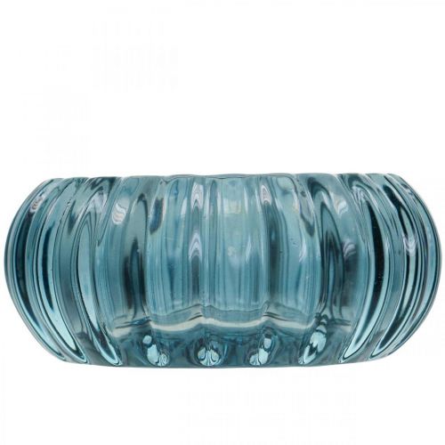 Floristik21 Teelichthalter Glas Kerzenhalter Rund Blau Ø8cm H3,5cm