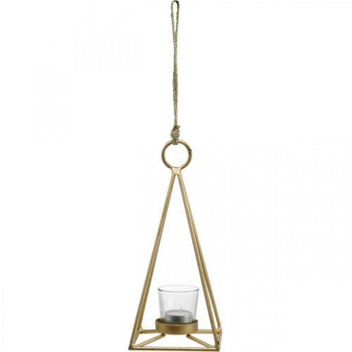 Floristik21 Teelichthalter hängend Gold Metalldeko Windlicht 12,5×12,5×28cm