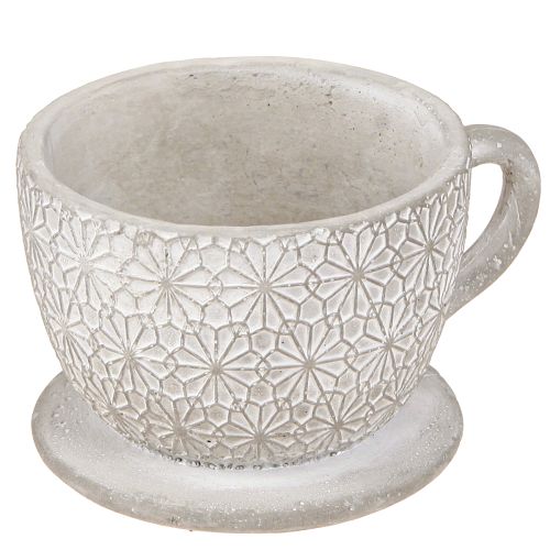 Floristik21 Teetasse Deko Keramik Weiß gewaschen Vintage Eleganz 12×10×8cm 3 St