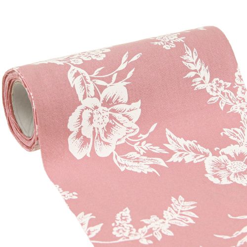 Floristik21 Tischband Blumenmuster Baumwolle Rosa 15cm 3m für besondere Deko