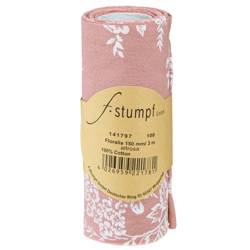 Artikel Tischband Blumenmuster Baumwolle Rosa 15cm 3m für besondere Deko