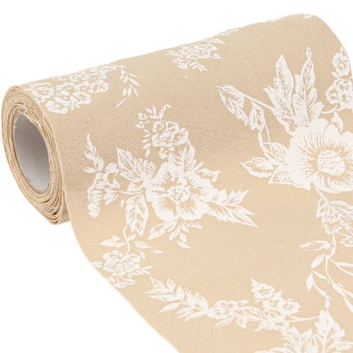 Floristik21 Tischband Blumen Tischläufer Baumwolle Beige Dekoration 15cm x 3m Hochzeit