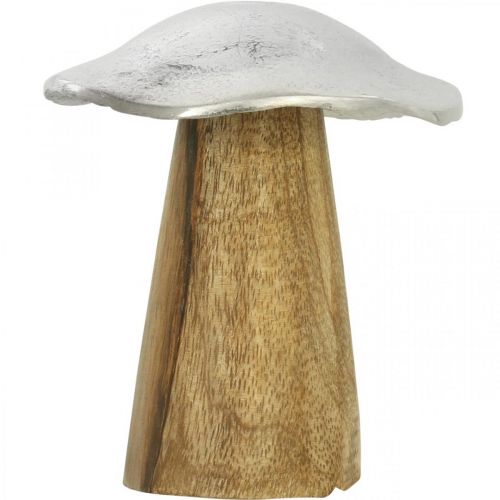 Floristik21 Tischdeko Deko Pilz Metall Holz Silbern Holzpilz H10cm