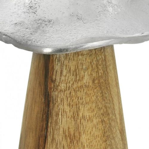 Floristik21 Tischdeko Deko Pilz Metall Holz Silbern Holzpilz H10cm