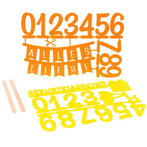 Tischdeko Geburtstag Kuchentopper Streudeko aus Filz Gelb Orange 2St einkaufen | Floristik21.de