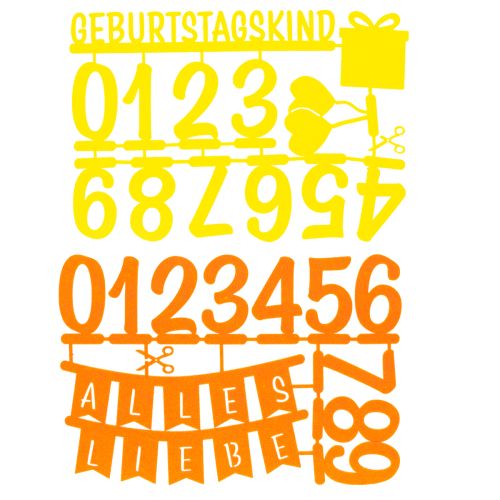 Tischdeko Geburtstag Kuchentopper Streudeko aus Filz Gelb Orange 2St | Floristik21.de